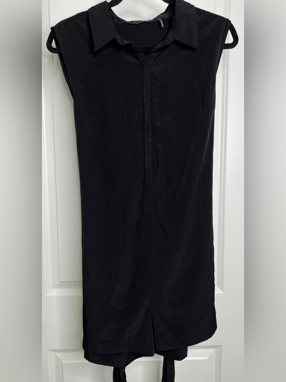 Zoa New York Black Shirt Romper Large Button Front Belted Utility Minimalist